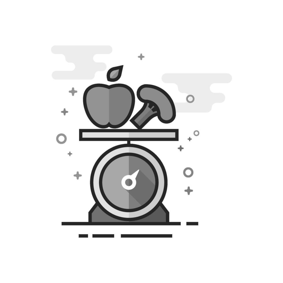 Food scale icon in flat outlined grayscale style illustration vector