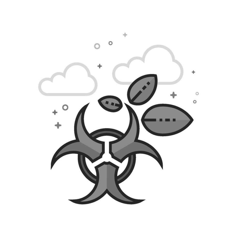 Biohazard leaves icon in flat outlined grayscale style illustration vector