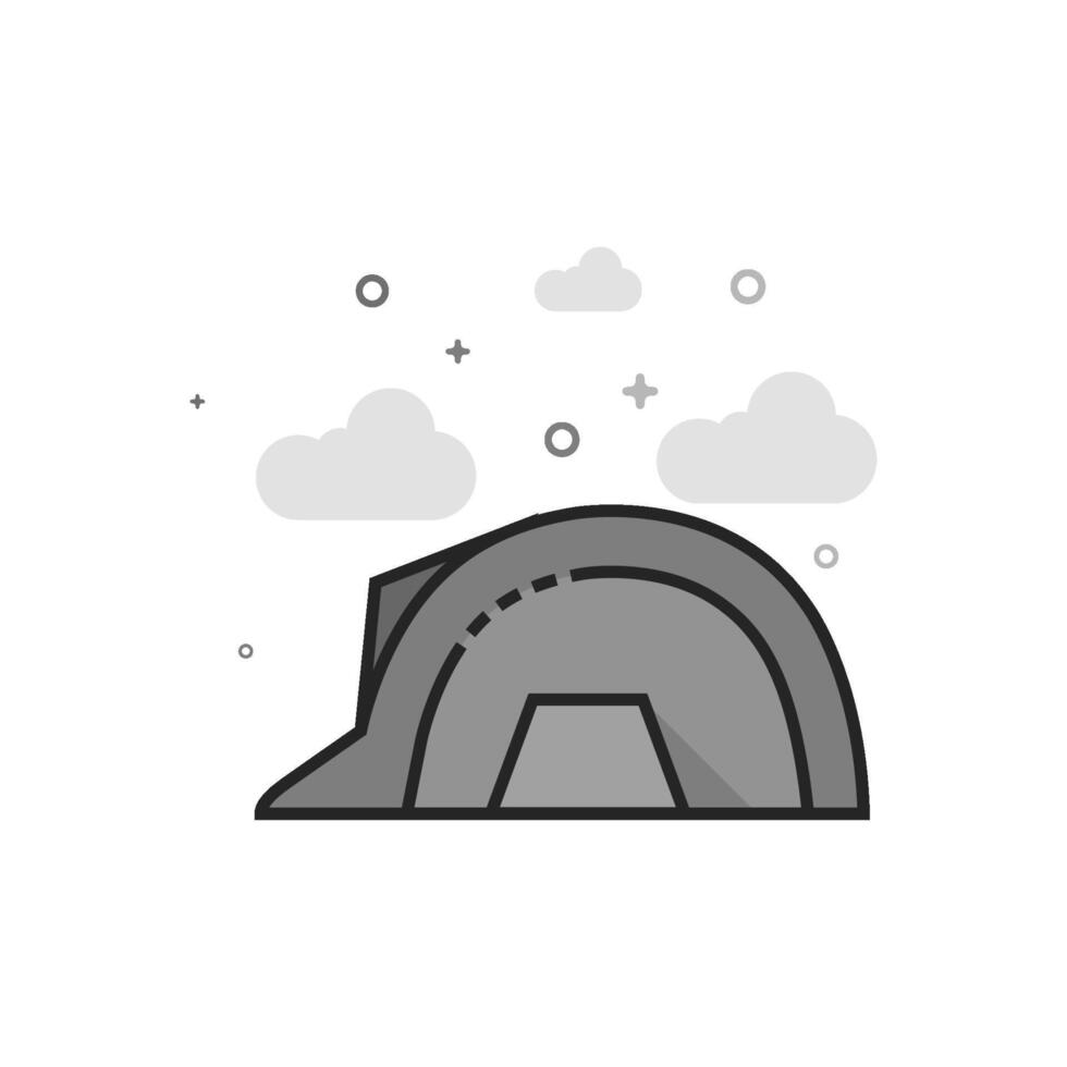 Hard hat icon in flat outlined grayscale style illustration vector
