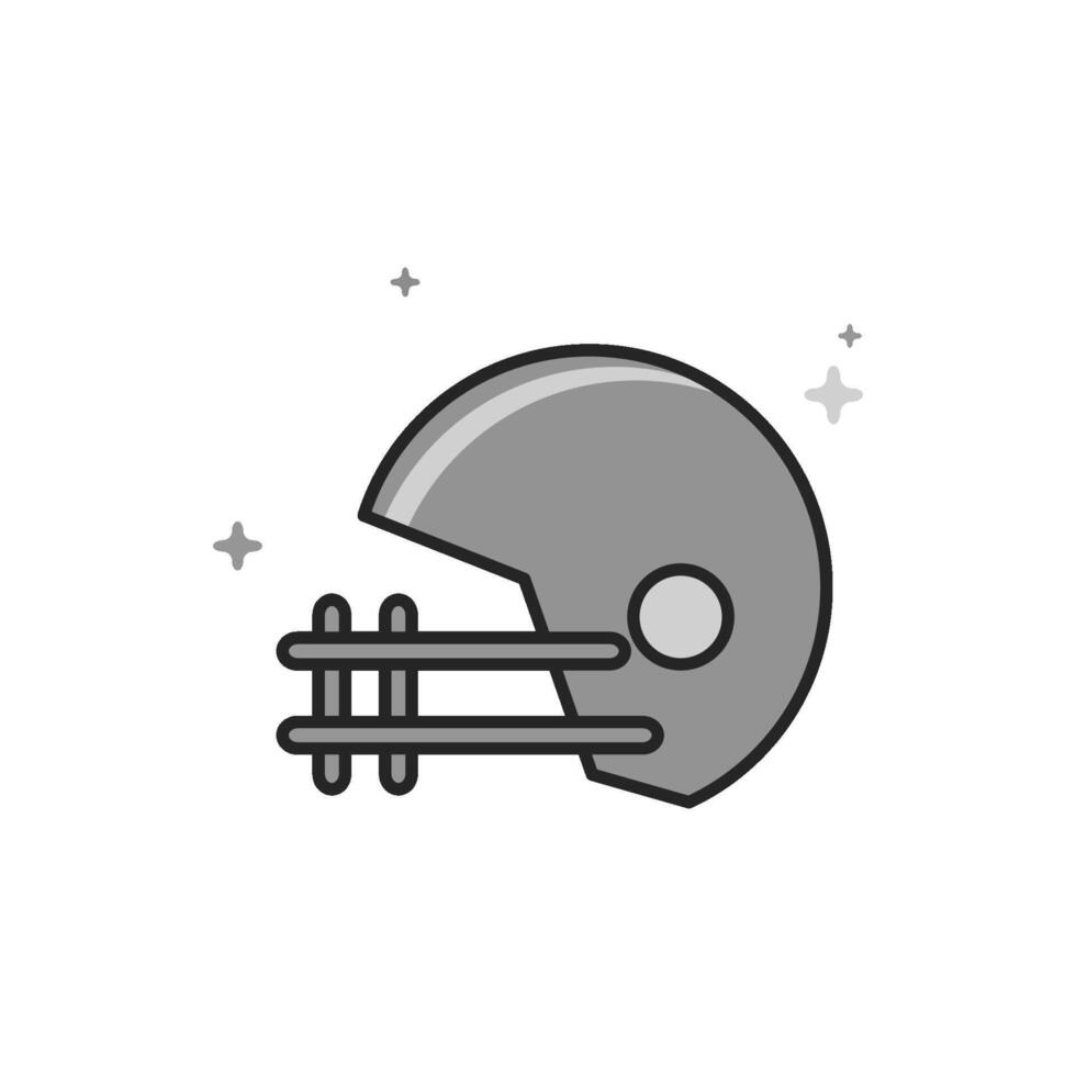 Football helmet icon in flat outlined grayscale style illustration vector
