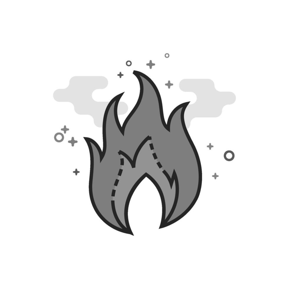 Fire icon in flat outlined grayscale style illustration vector