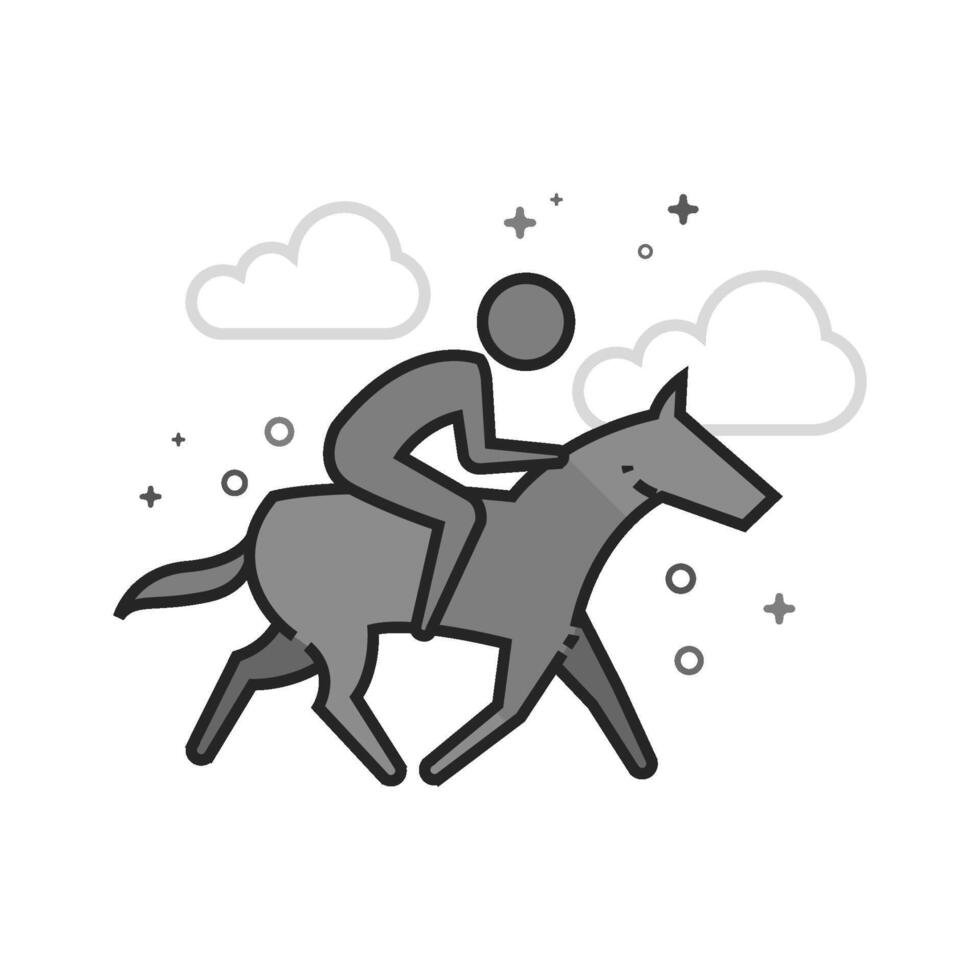 Horse riding icon in flat outlined grayscale style illustration vector