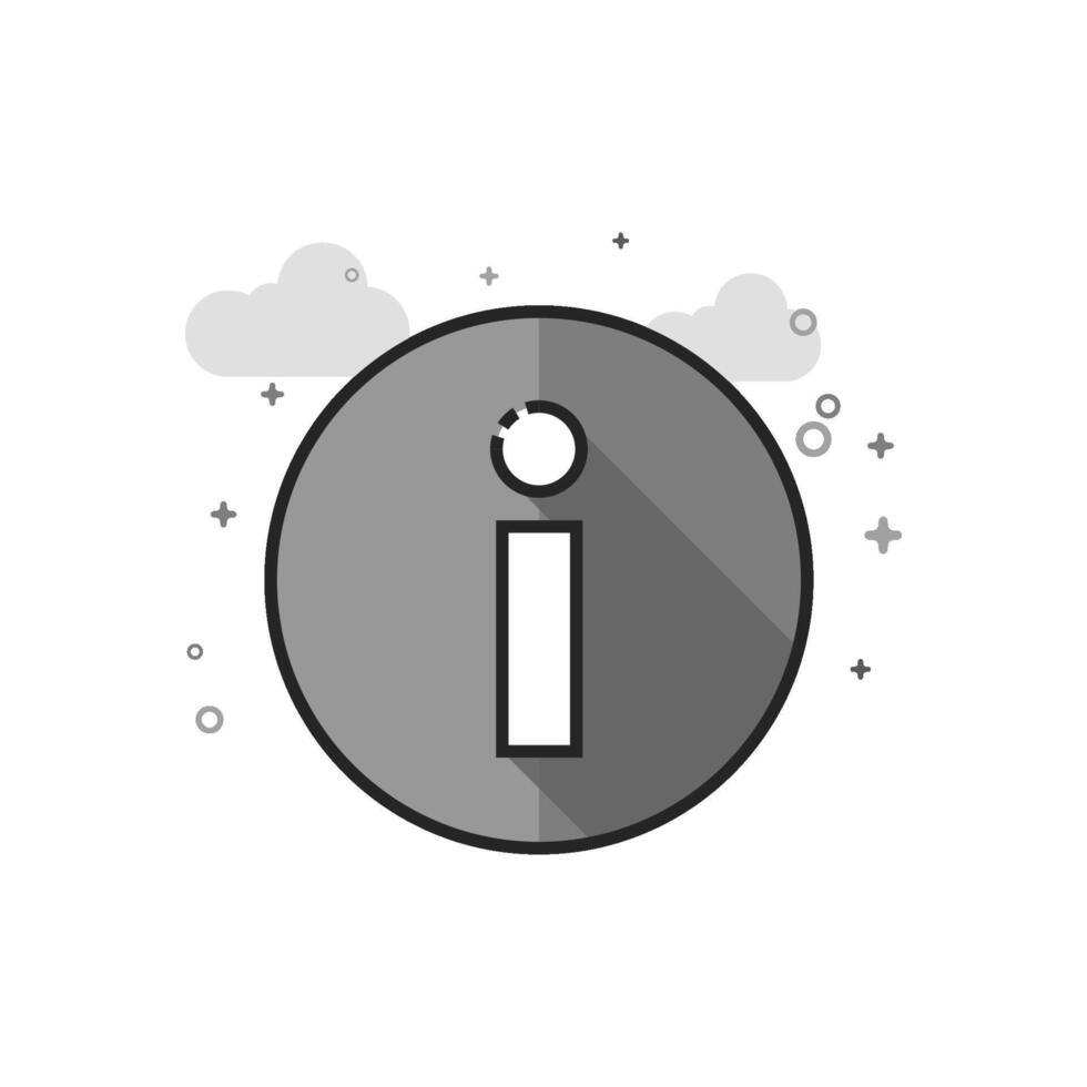 Info sign icon in flat outlined grayscale style illustration vector