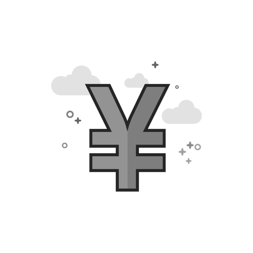 Japan Yen symbol icon in flat outlined grayscale style illustration vector
