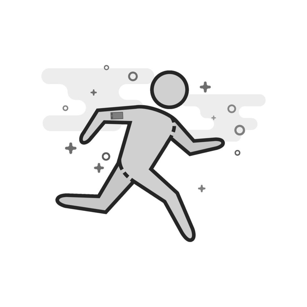 Running athlete icon in flat outlined grayscale style illustration vector