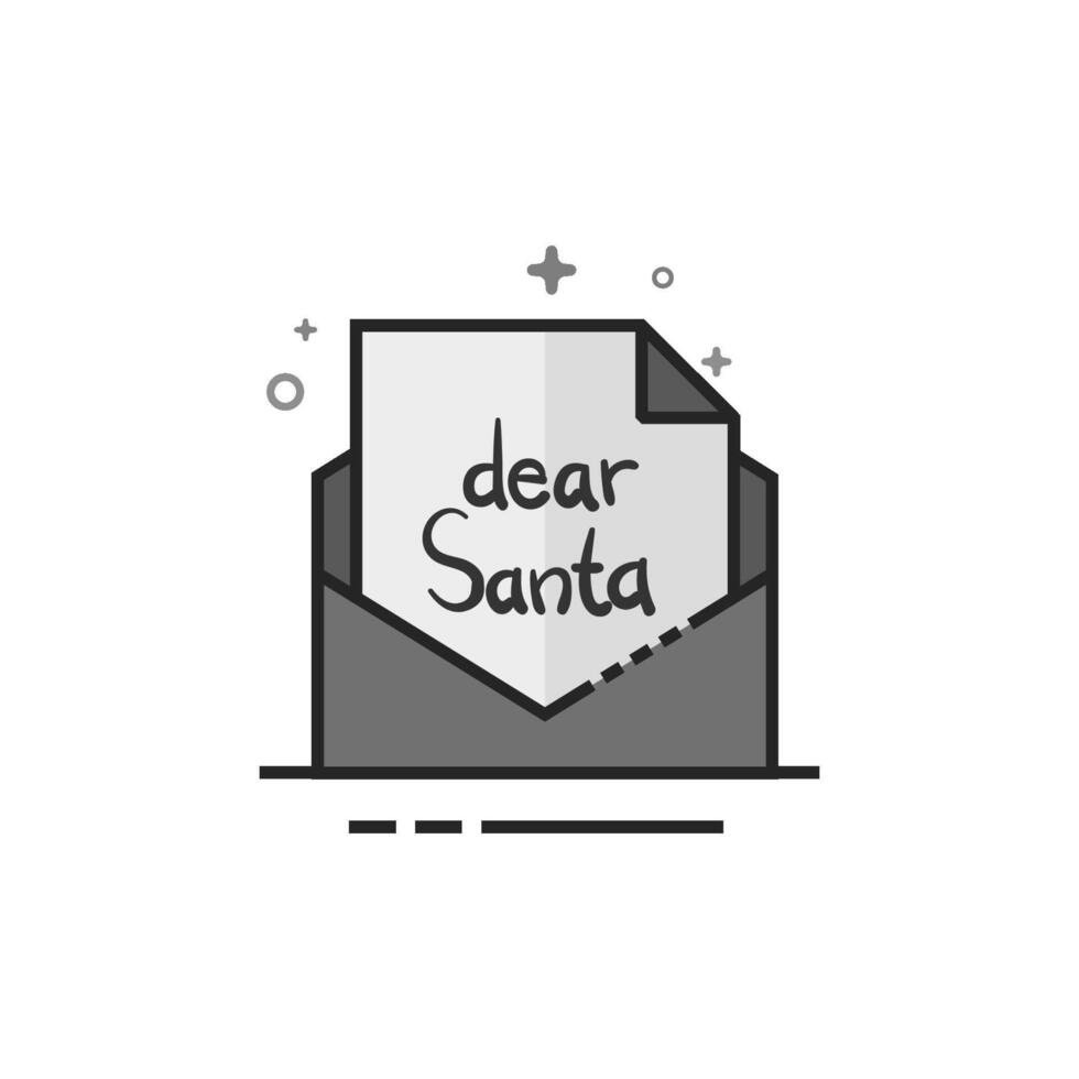 Letter icon in flat outlined grayscale style illustration vector