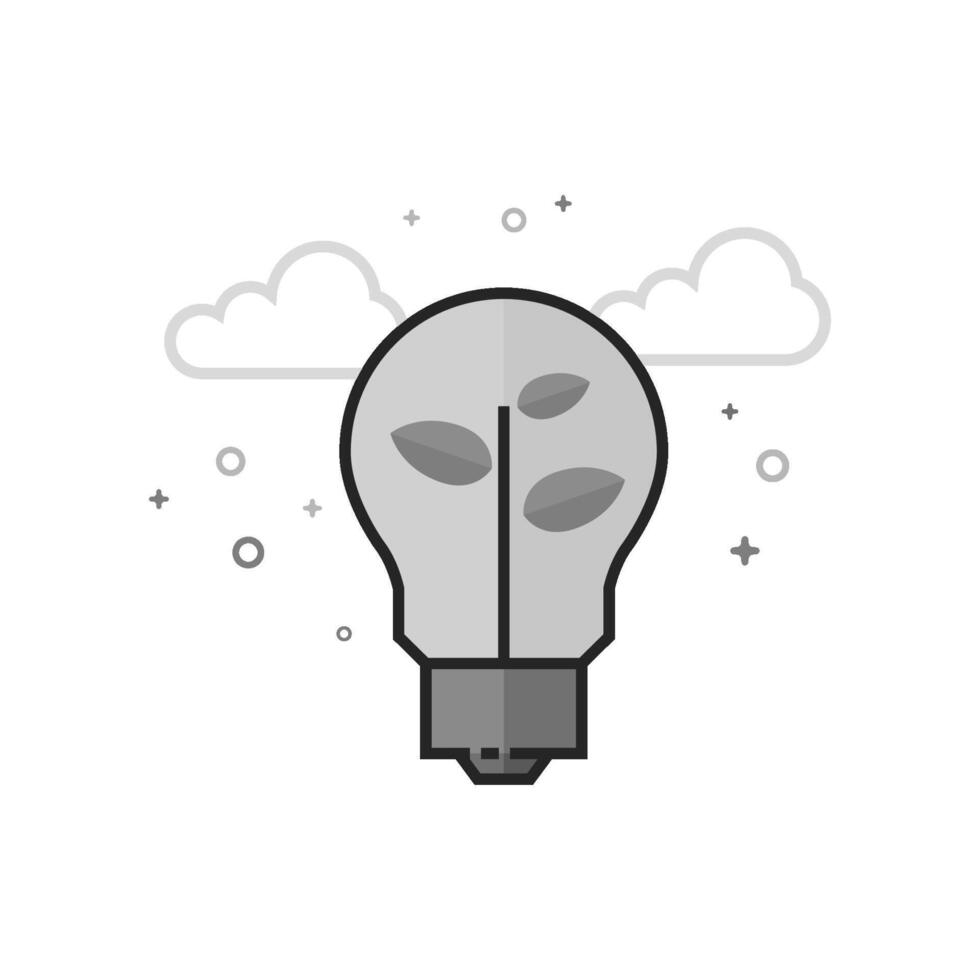 Light bulb icon in flat outlined grayscale vector