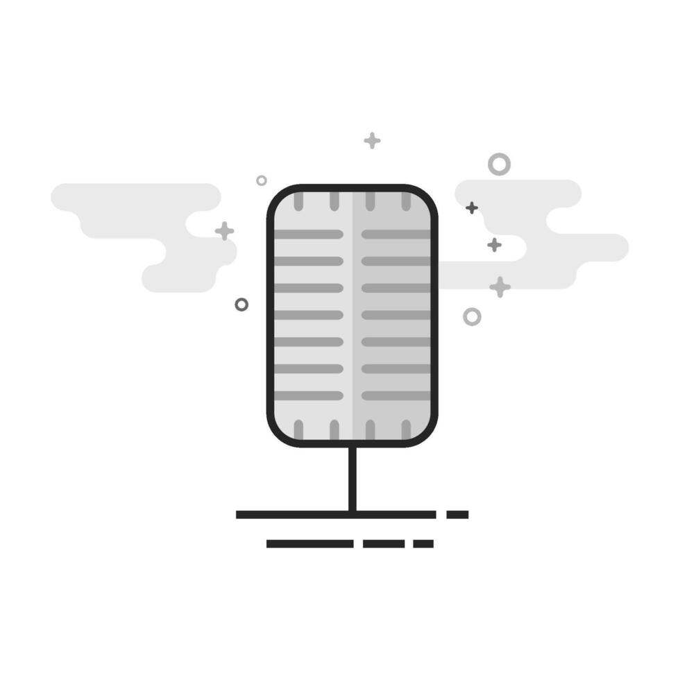 Microphone icon in flat outlined grayscale style illustration vector