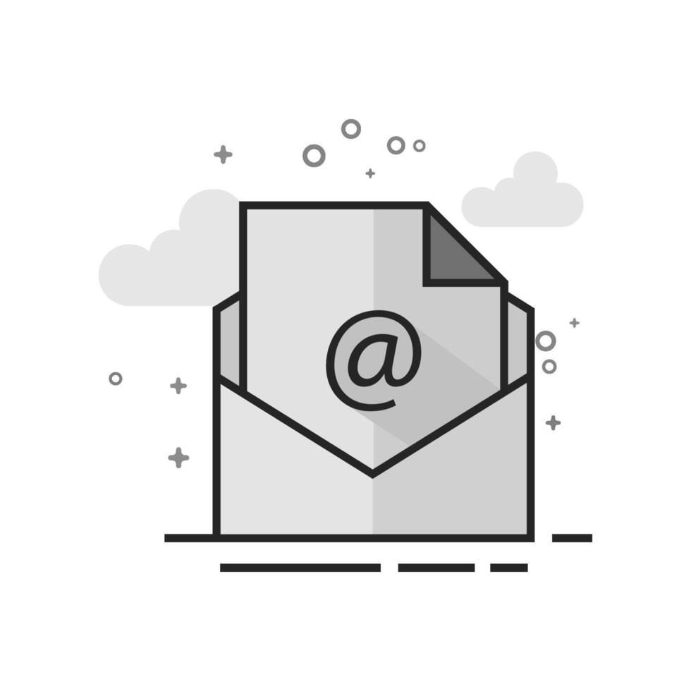Envelope icon in flat outlined grayscale style illustration vector