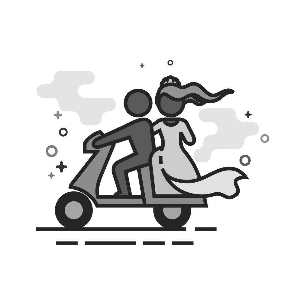 Wedding scooter icon in flat outlined grayscale style illustration vector
