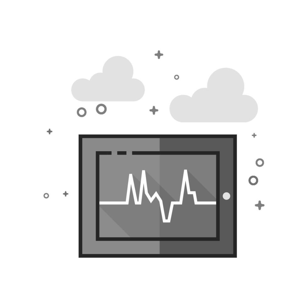 Heart rate monitor icon in flat outlined grayscale style illustration vector
