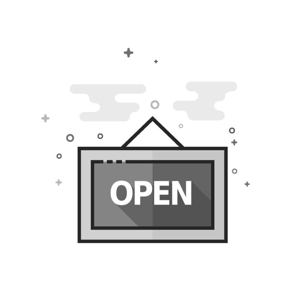 Open sign icon in flat outlined grayscale style illustration vector