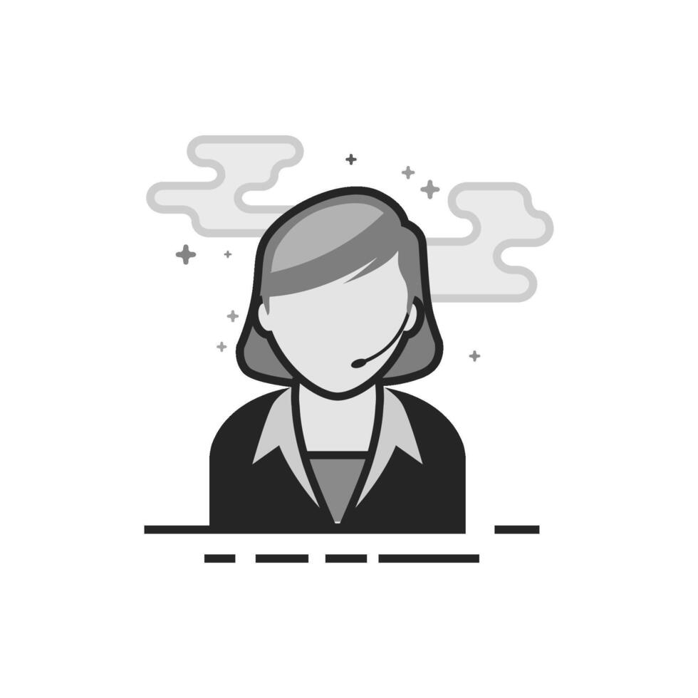 Female receptionist icon in flat grayscale style illustration vector