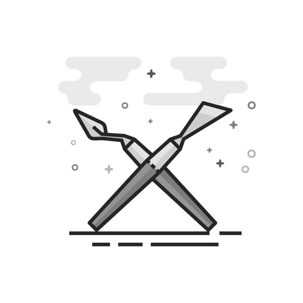 Painting spatula icon in flat outlined grayscale style illustration vector
