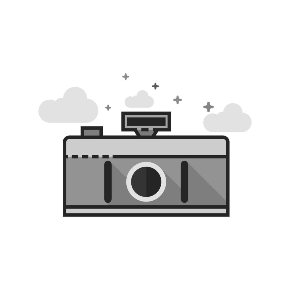 Panorama camera icon in flat outlined grayscale style illustration vector