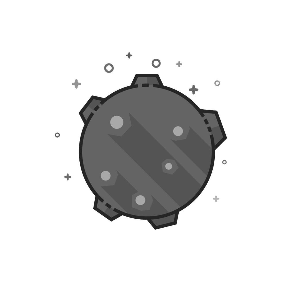 Planet icon in flat outlined grayscale style vector
