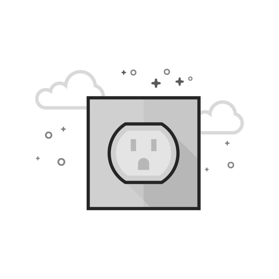 Electrical outlet icon in flat grayscale style illustration vector