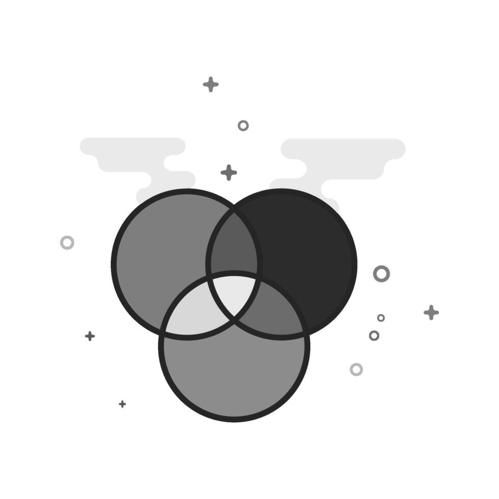 Color wheels icon in flat outlined grayscale style illustration vector