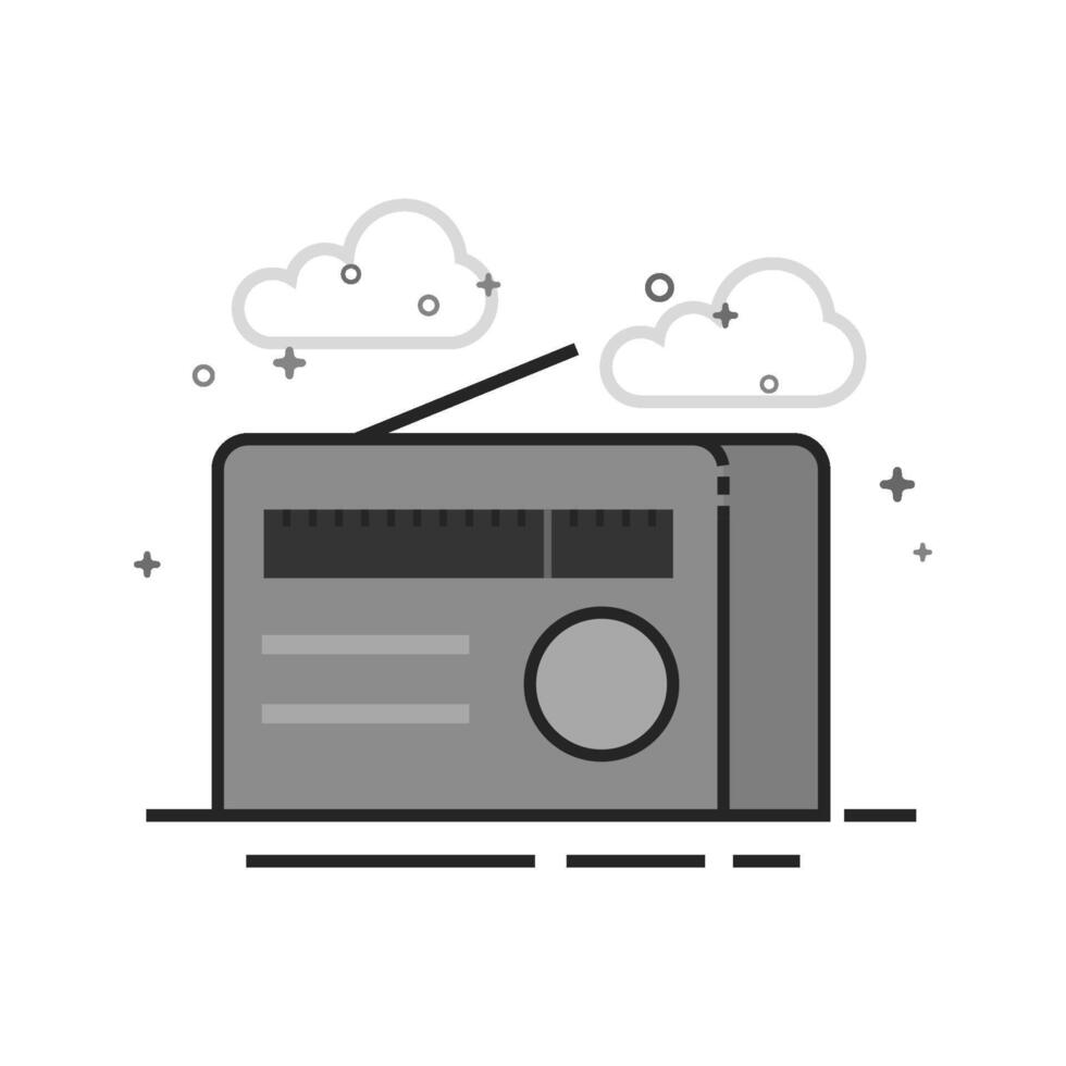 Radio icon in flat outlined grayscale style illustration vector