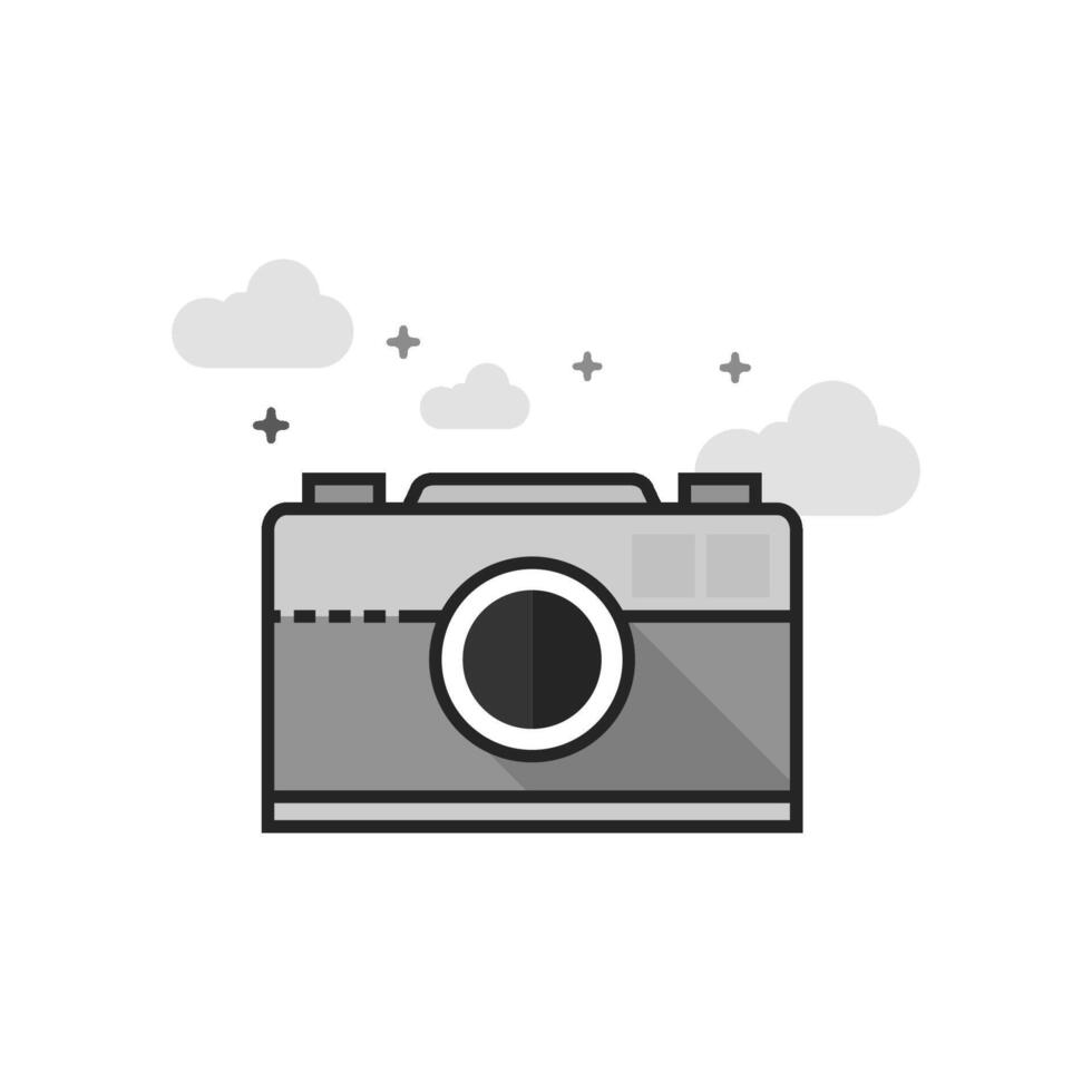 Range finder camera icon in flat outlined grayscale style illustration vector