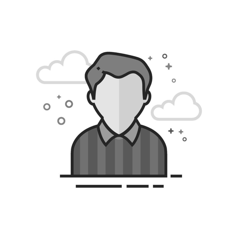 Referee avatar icon in flat outlined grayscale style illustration vector