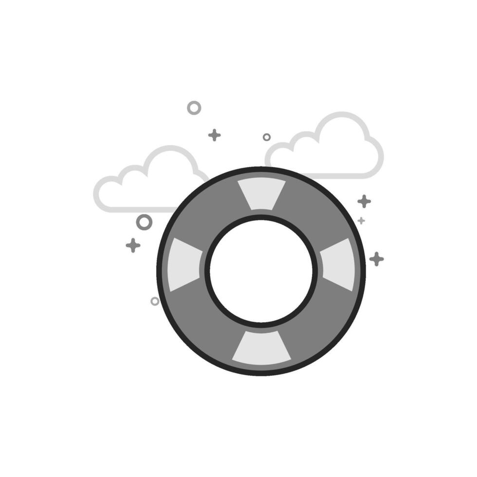 Ring buoy icon in flat outlined grayscale style illustration vector