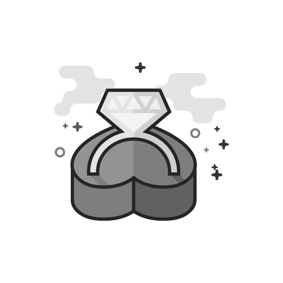 Wedding ring icon in flat outlined grayscale illustration vector