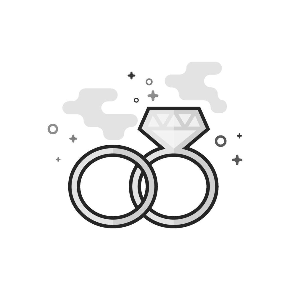 Wedding ring icon in flat outlined grayscale style illustration vector
