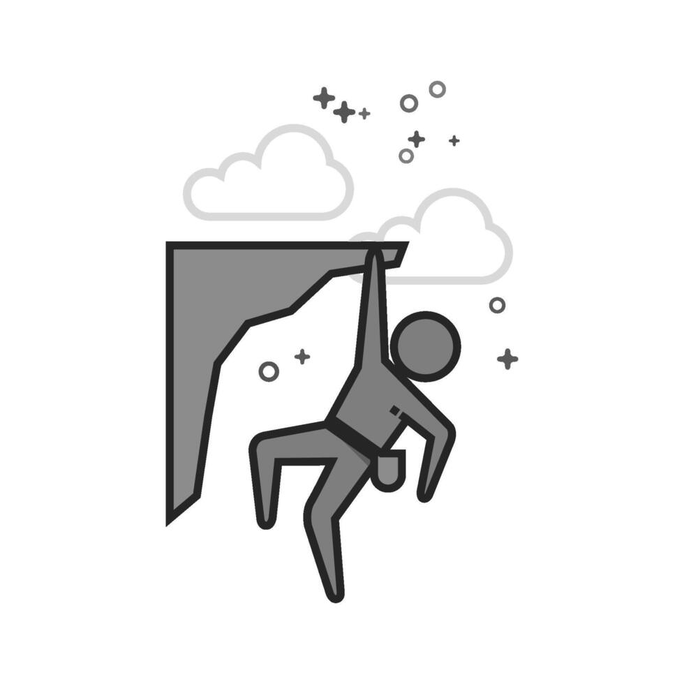 Rock climbing icon in flat outlined grayscale style illustration vector
