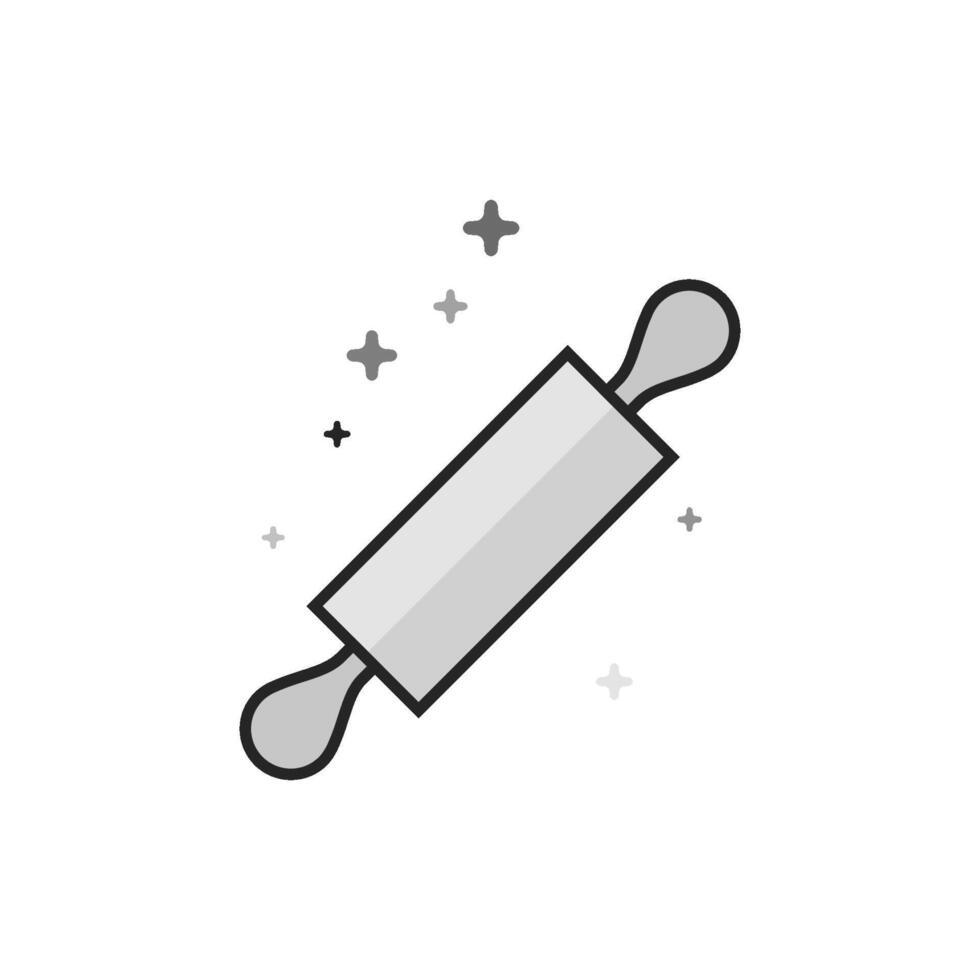 Wooden roller icon in flat outlined grayscale style illustration vector