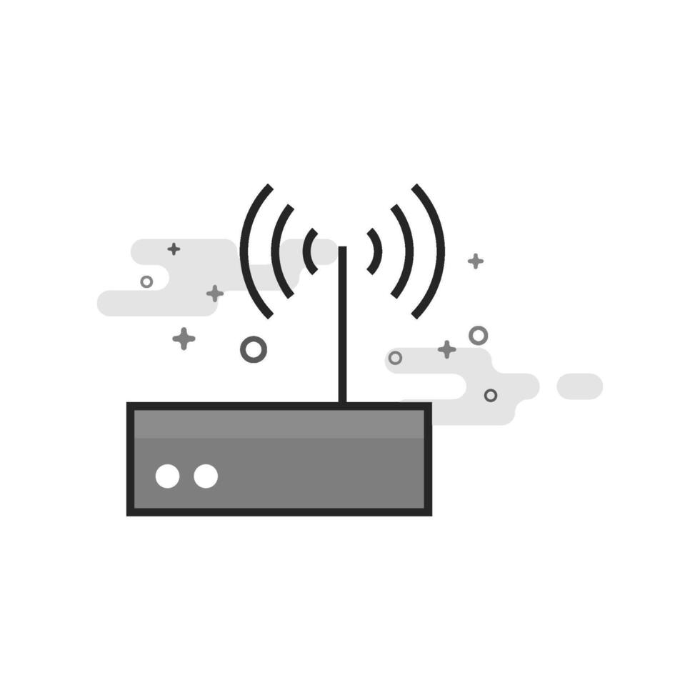 Internet router icon in flat outlined grayscale style illustration vector