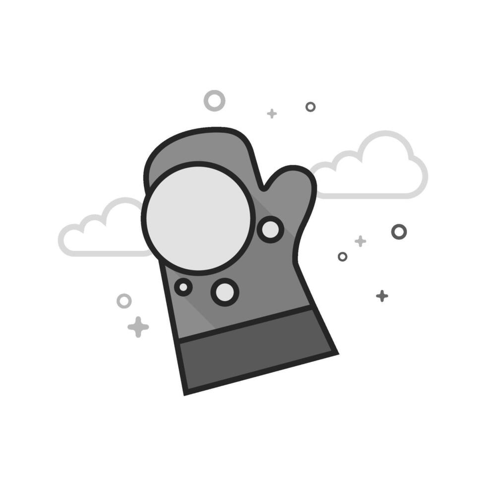 Hand holding snow icon in flat outlined grayscale style illustration vector