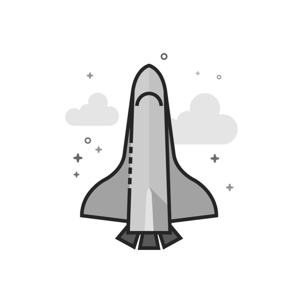 Space shuttle icon in flat outlined grayscale style illustration vector