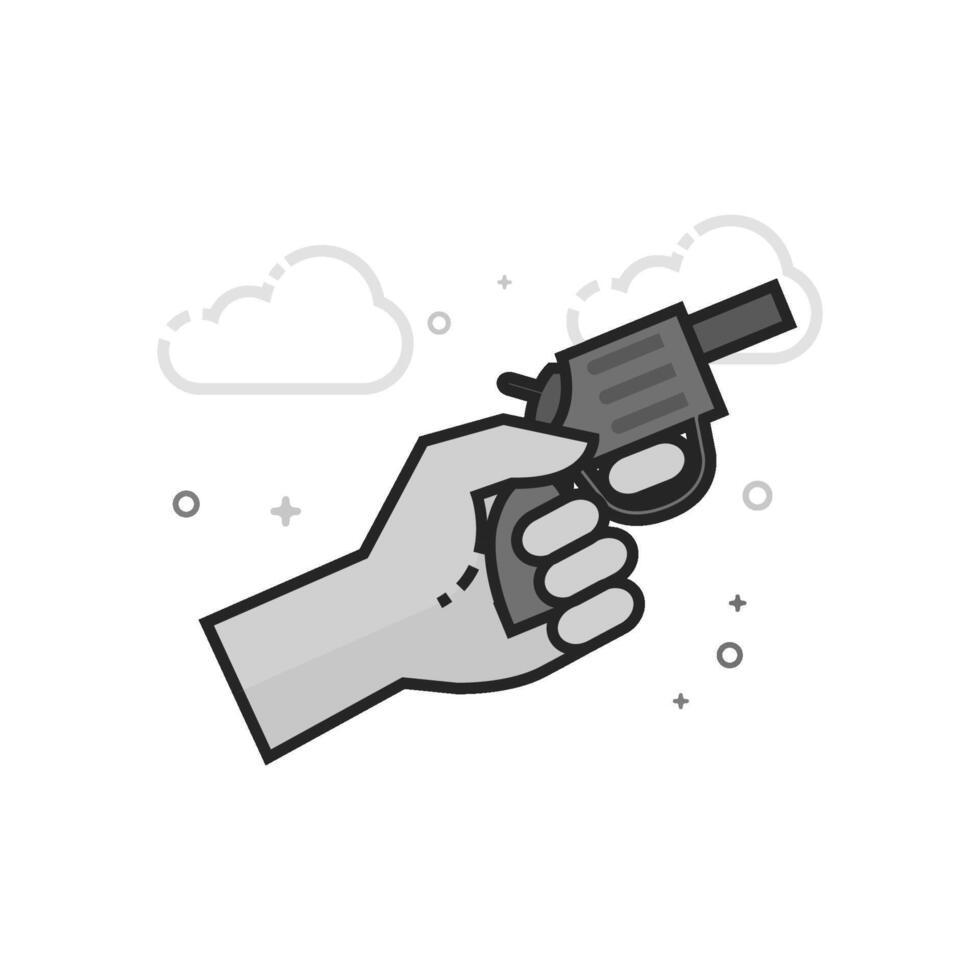 Starting gun icon in flat outlined grayscale style illustration vector