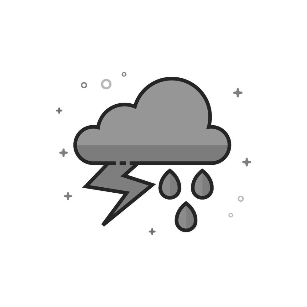 Weather overcast storm icon in flat outlined grayscale style illustration vector