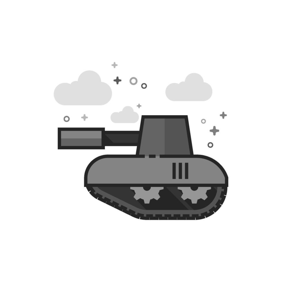 Tank icon in flat outlined grayscale style illustration vector