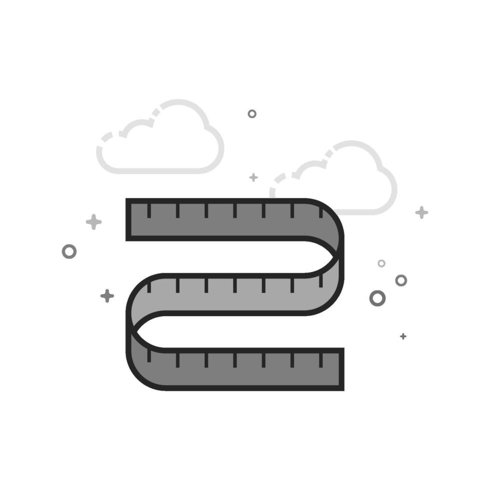Measuring tape icon in flat outlined grayscale style illustration vector