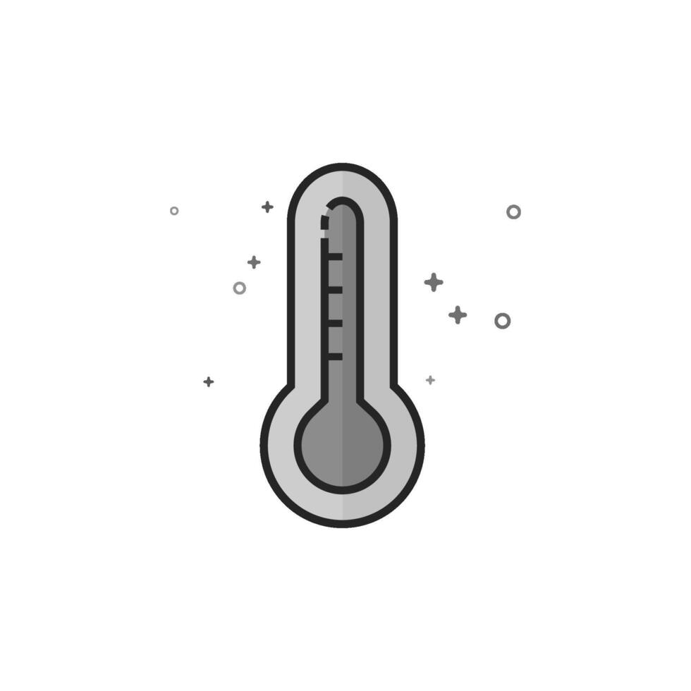 Thermometer icon in flat outlined grayscale style vector