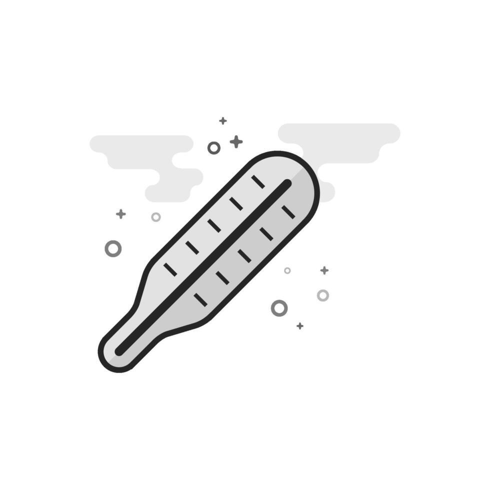 Thermometer icon in flat grayscale style vector