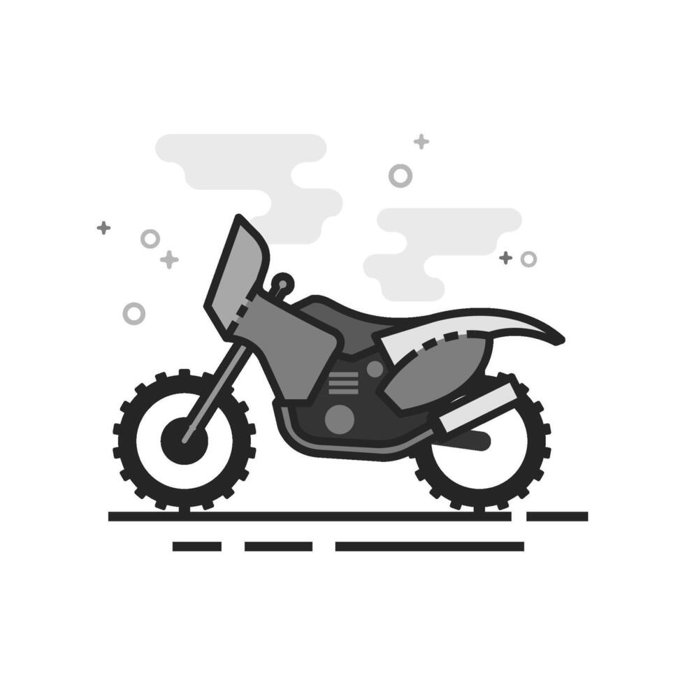 Motocross icon in flat outlined grayscale style illustration vector
