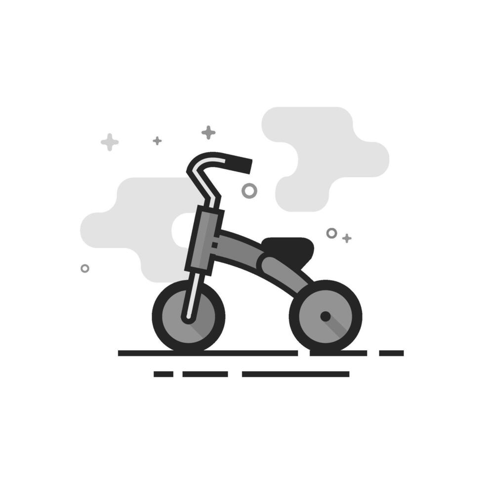 Kids tricycle icon in flat outlined grayscale style illustration vector