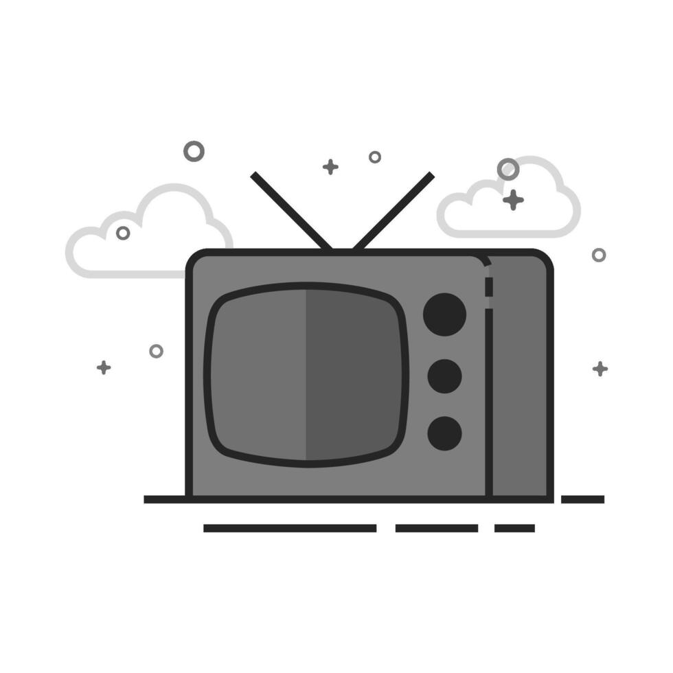 Television icon in flat outlined grayscale style illustration vector