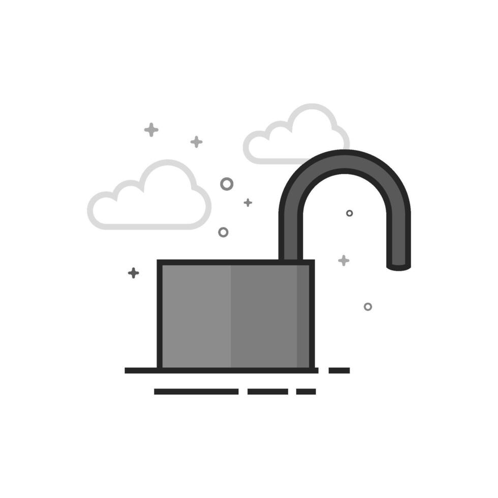 Padlock unlocked icon in flat grayscale style illustration vector