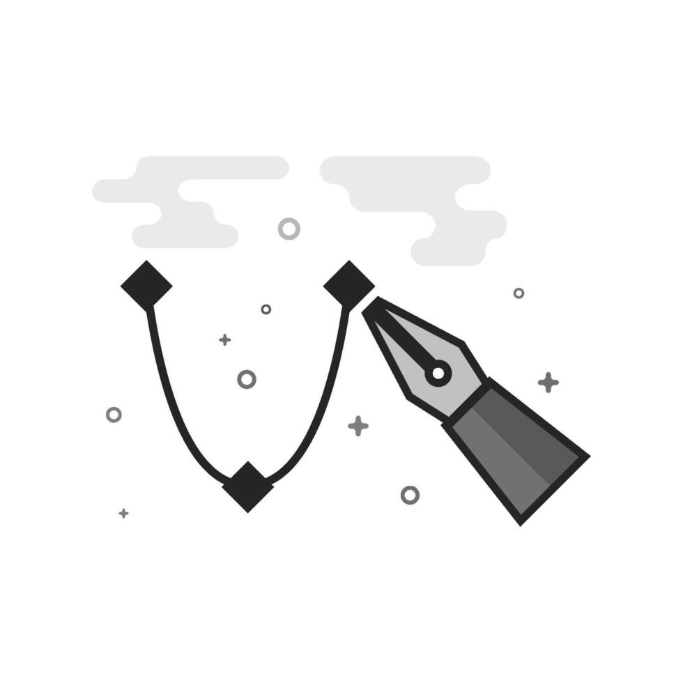 Bezier icon in flat outlined grayscale style illustration vector