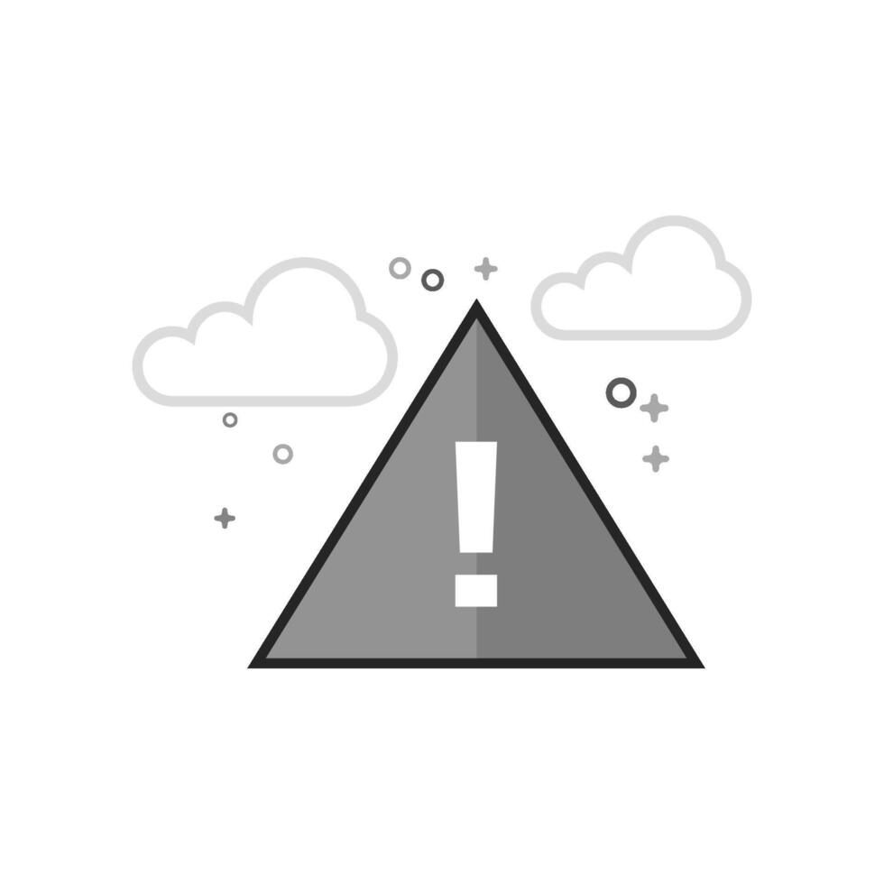 Warning sign icon in flat outlined grayscale style illustration vector