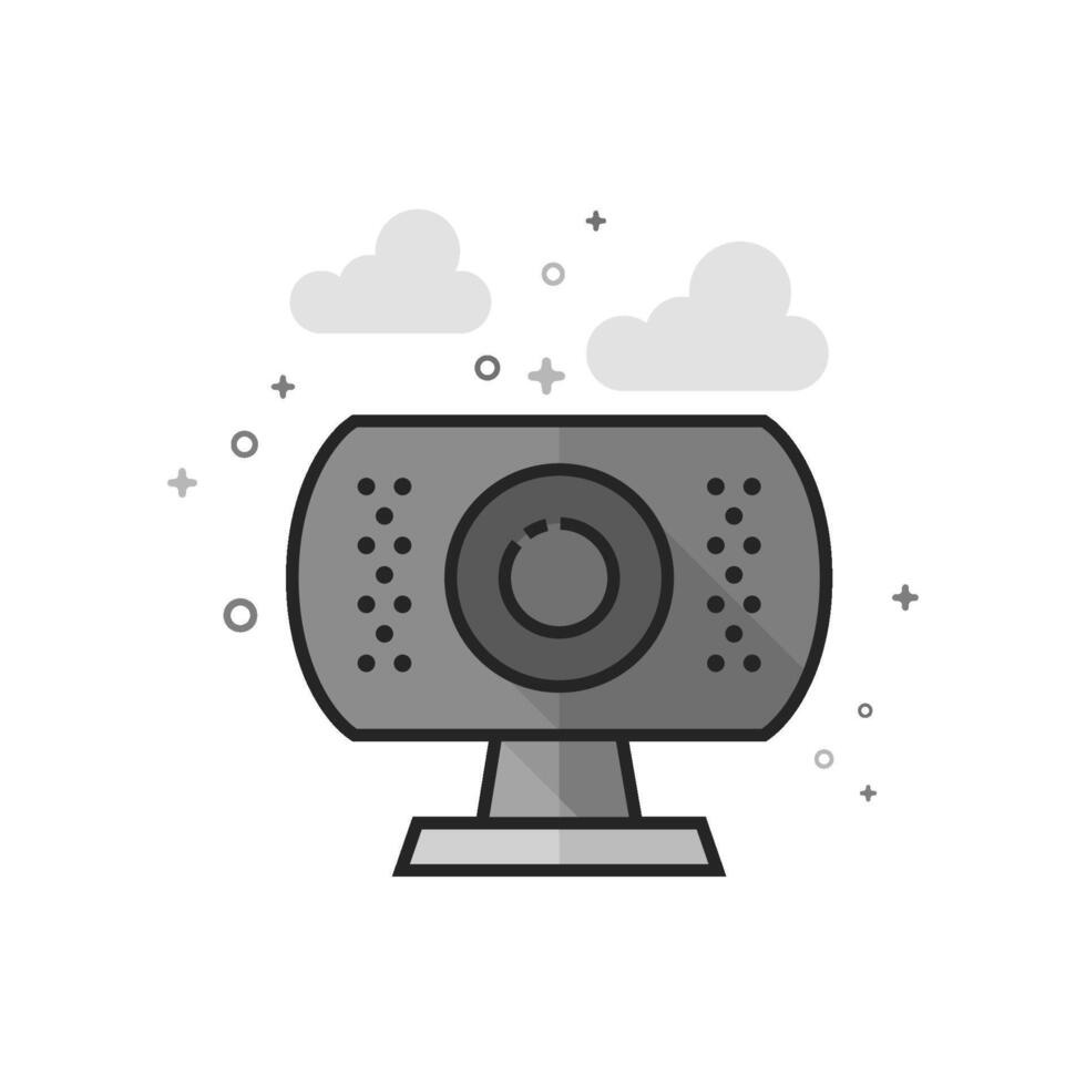 Webcam icon in flat outlined grayscale style illustration vector