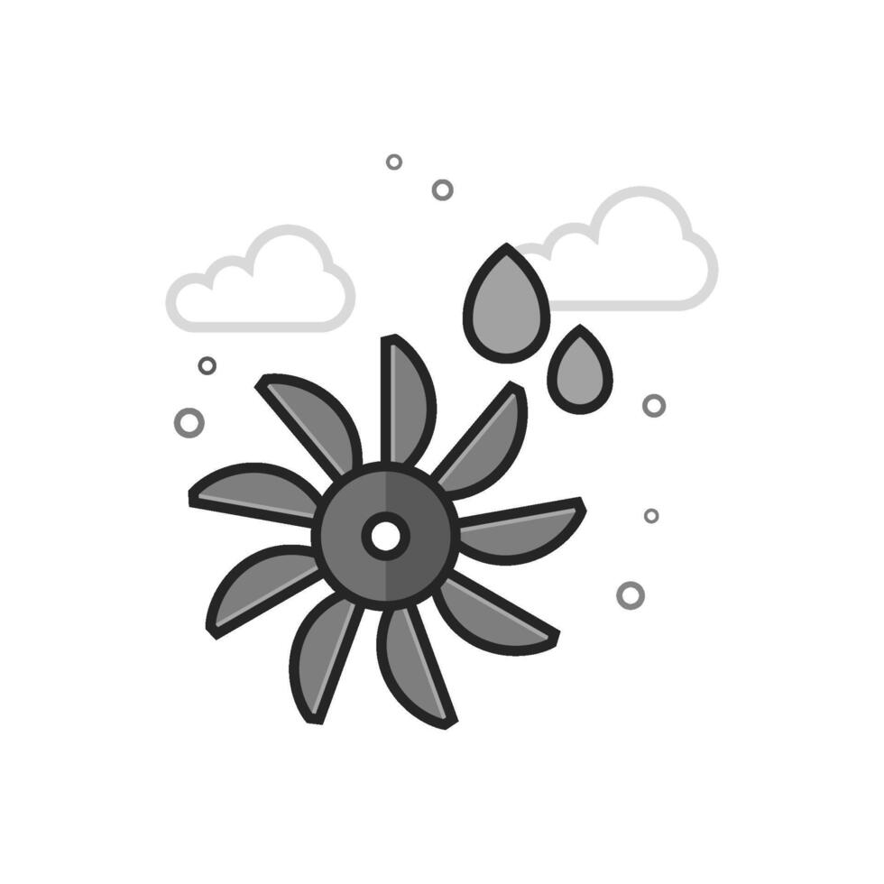 Water turbine icon in flat outlined grayscale style illustration vector