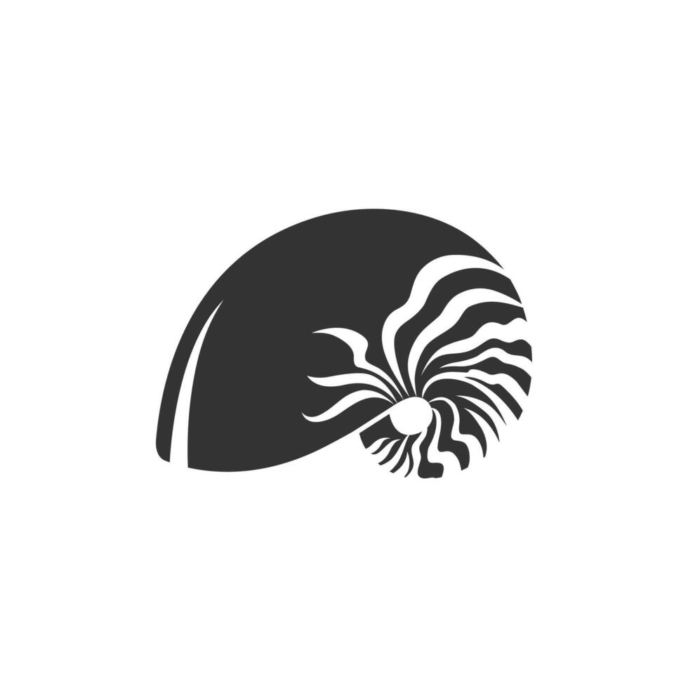 Nautilus icon in black and white. Grayscale animal illustration. vector