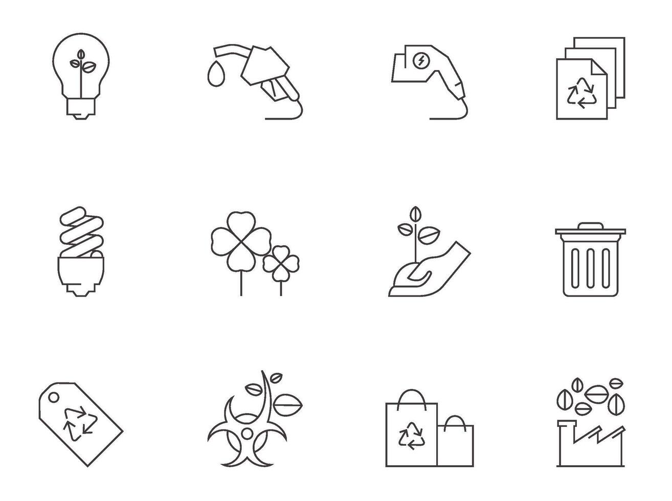 Environment icon series in thin outlines illustration vector