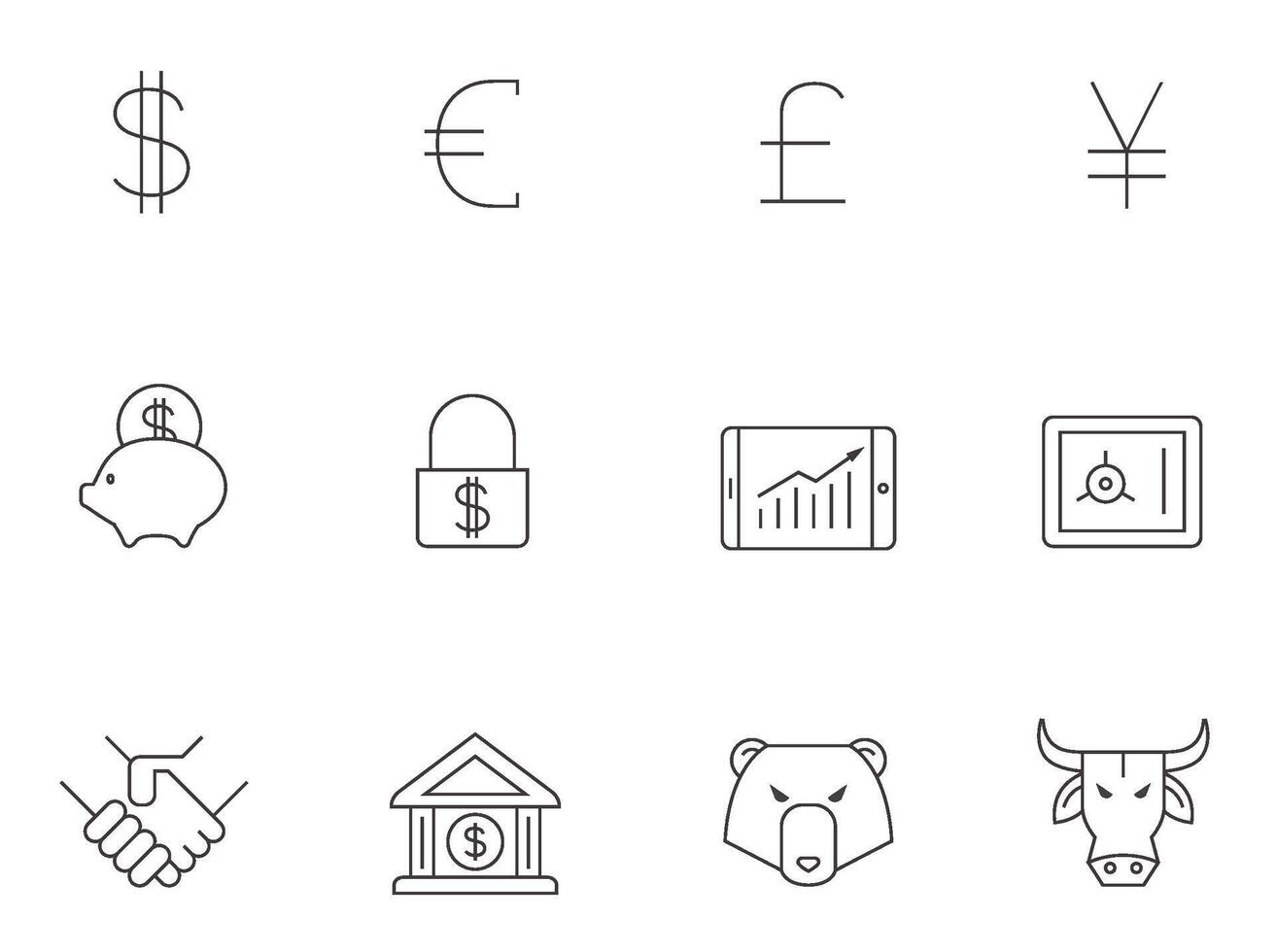 Finance icon series in thin outlines illustration vector